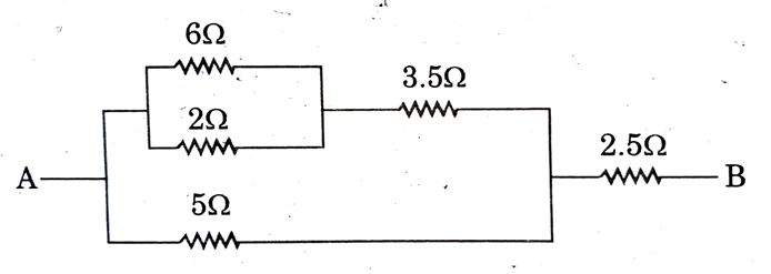 Circuit diagram showing resistors in parallel and series