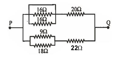 Resistor circuit diagram between P and Q