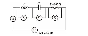 LCR AC circuit with voltmeters