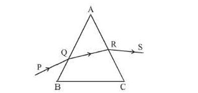 Ray of light passing through an equilateral prism